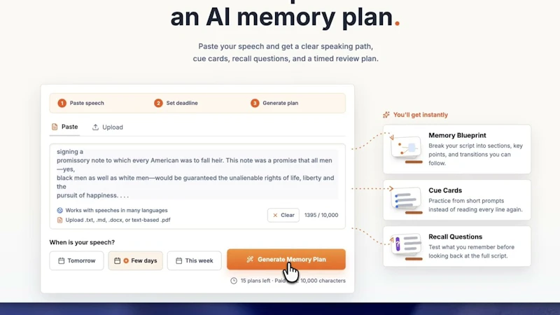 Memorize Speech screenshot 1 (video preview)