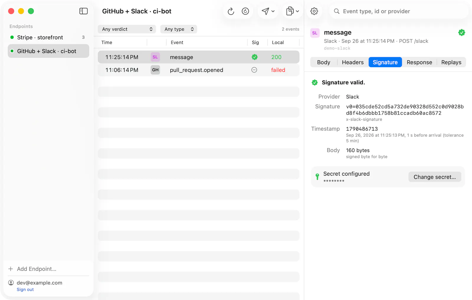 WebhookMon screenshot 2