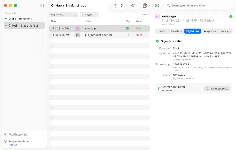 WebhookMon screenshot 2