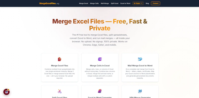 MergeExcelFiles.org screenshot 1