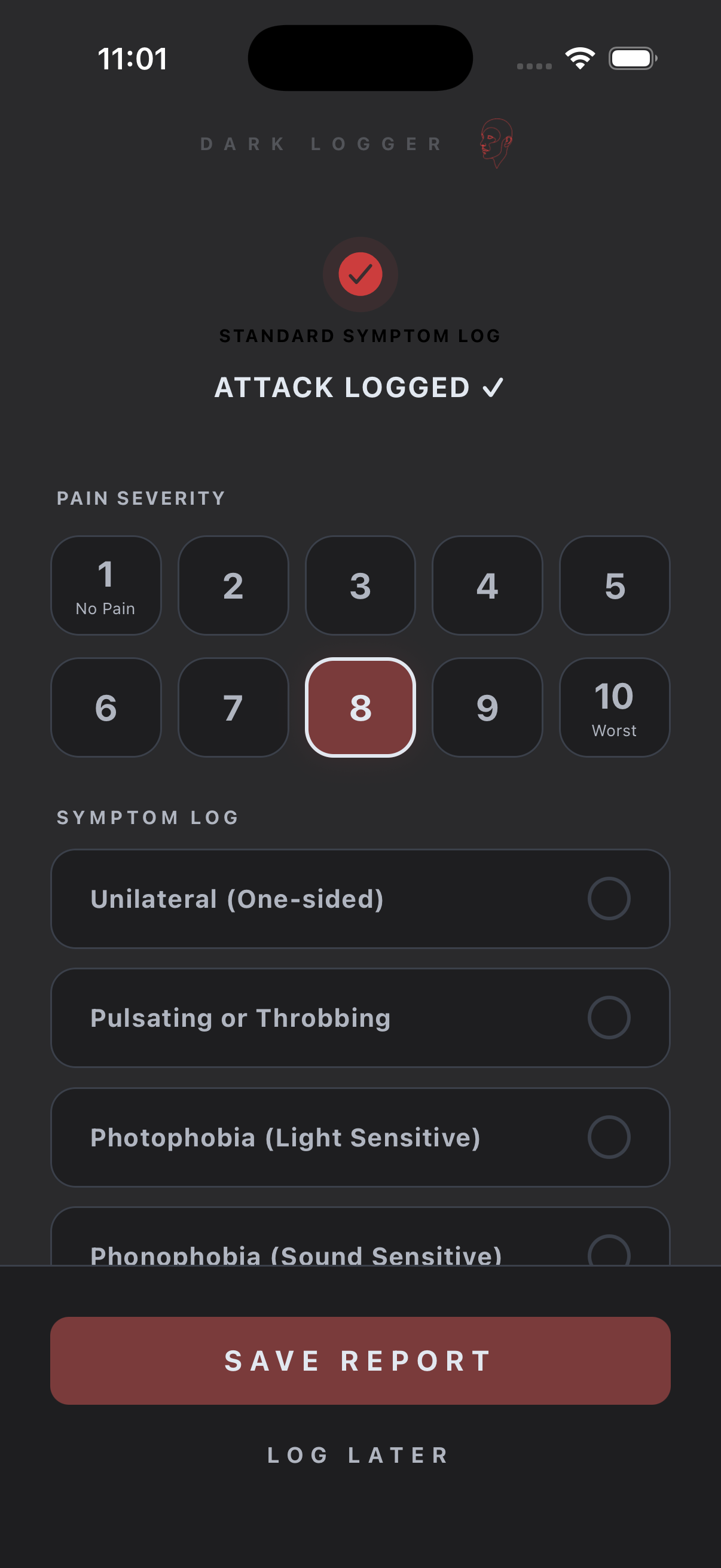 DarkLogger - Migraine / Headache tracker gallery image