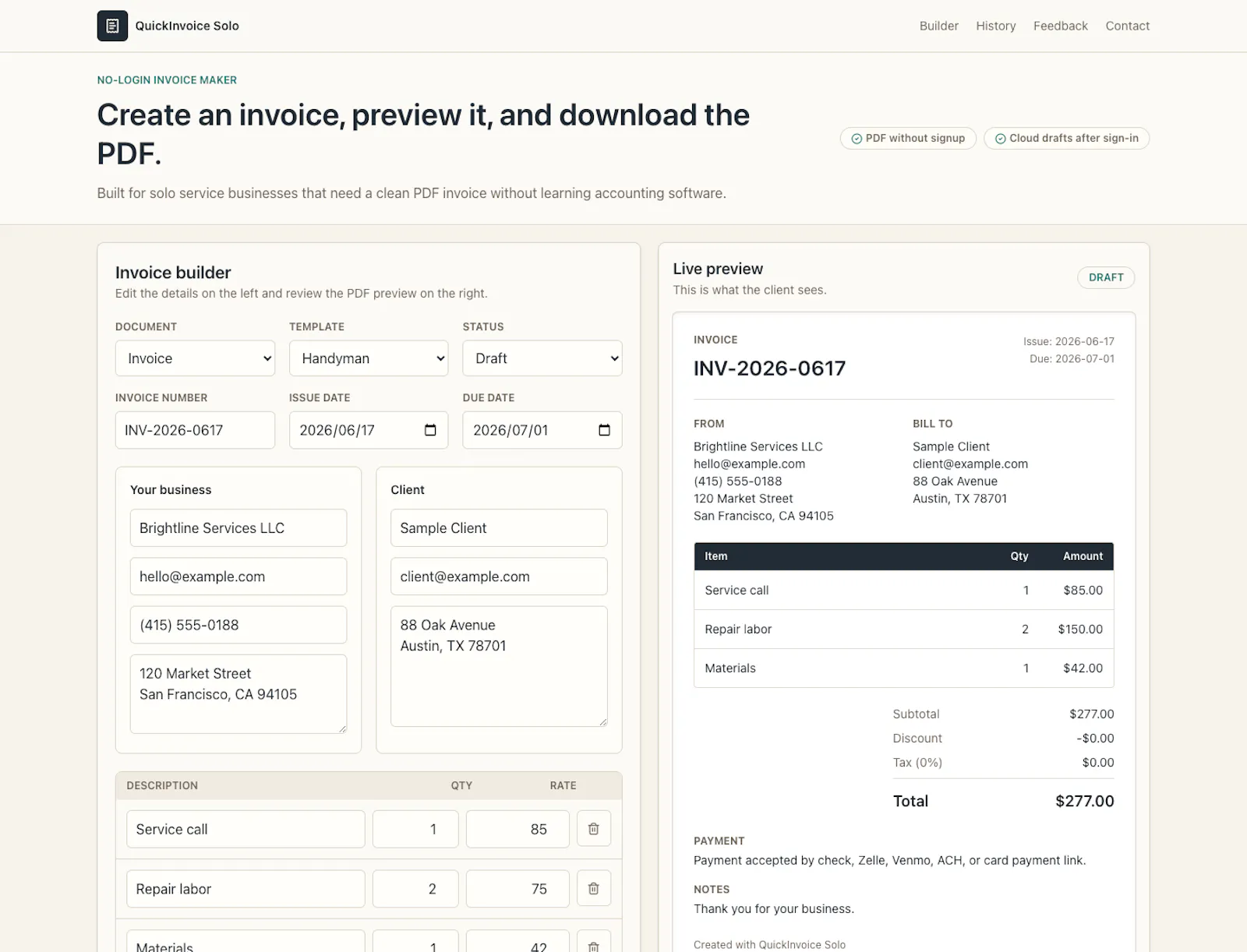 QuickInvoice Solo screenshot 1