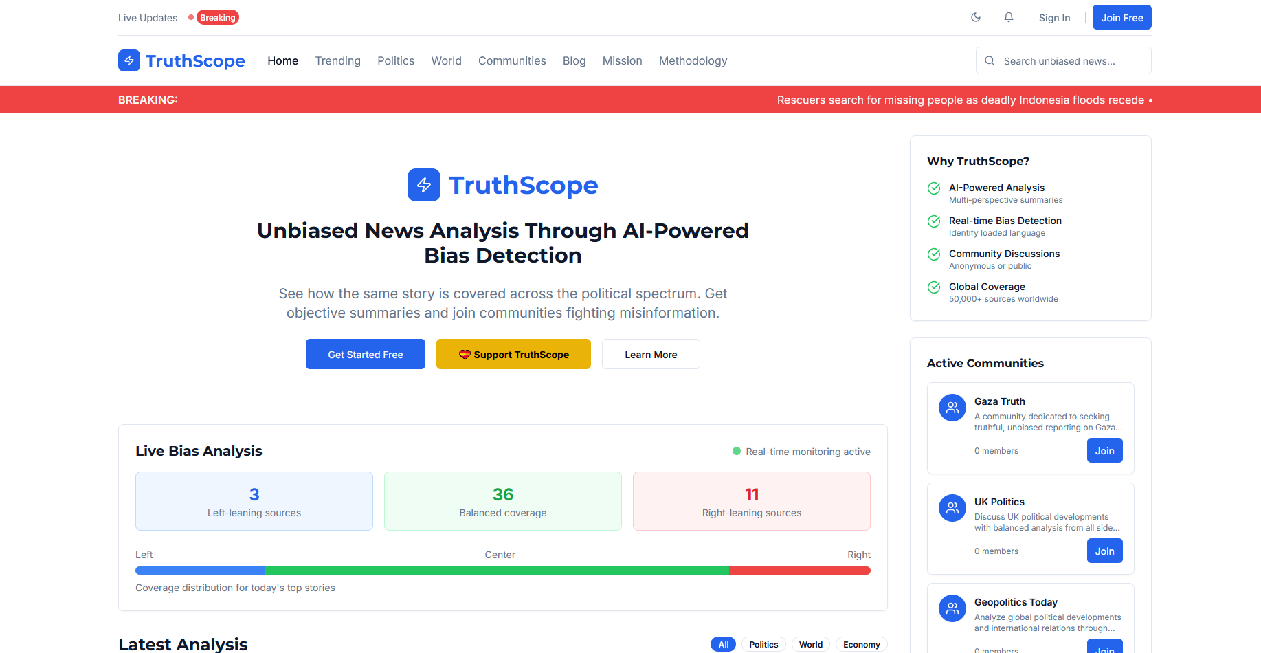 TruthScope - Piattaforma di analisi delle notizie e prospettiva politica imparziali media 1