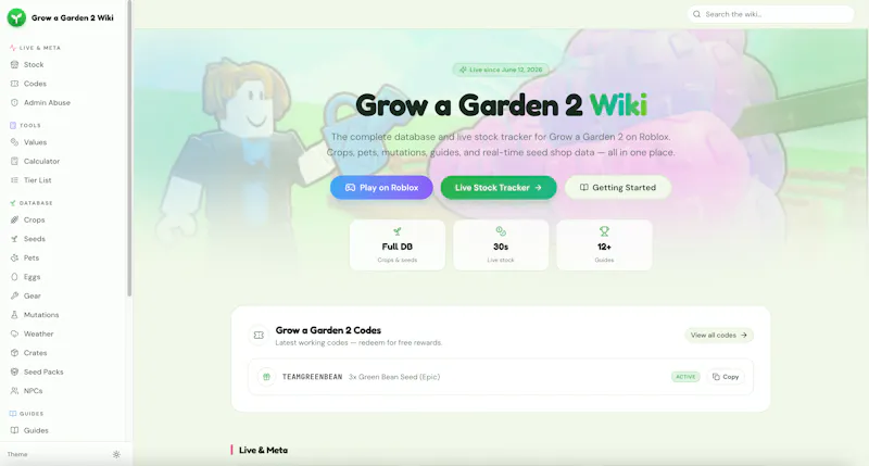 Grow a Garden 2 Wiki screenshot 2