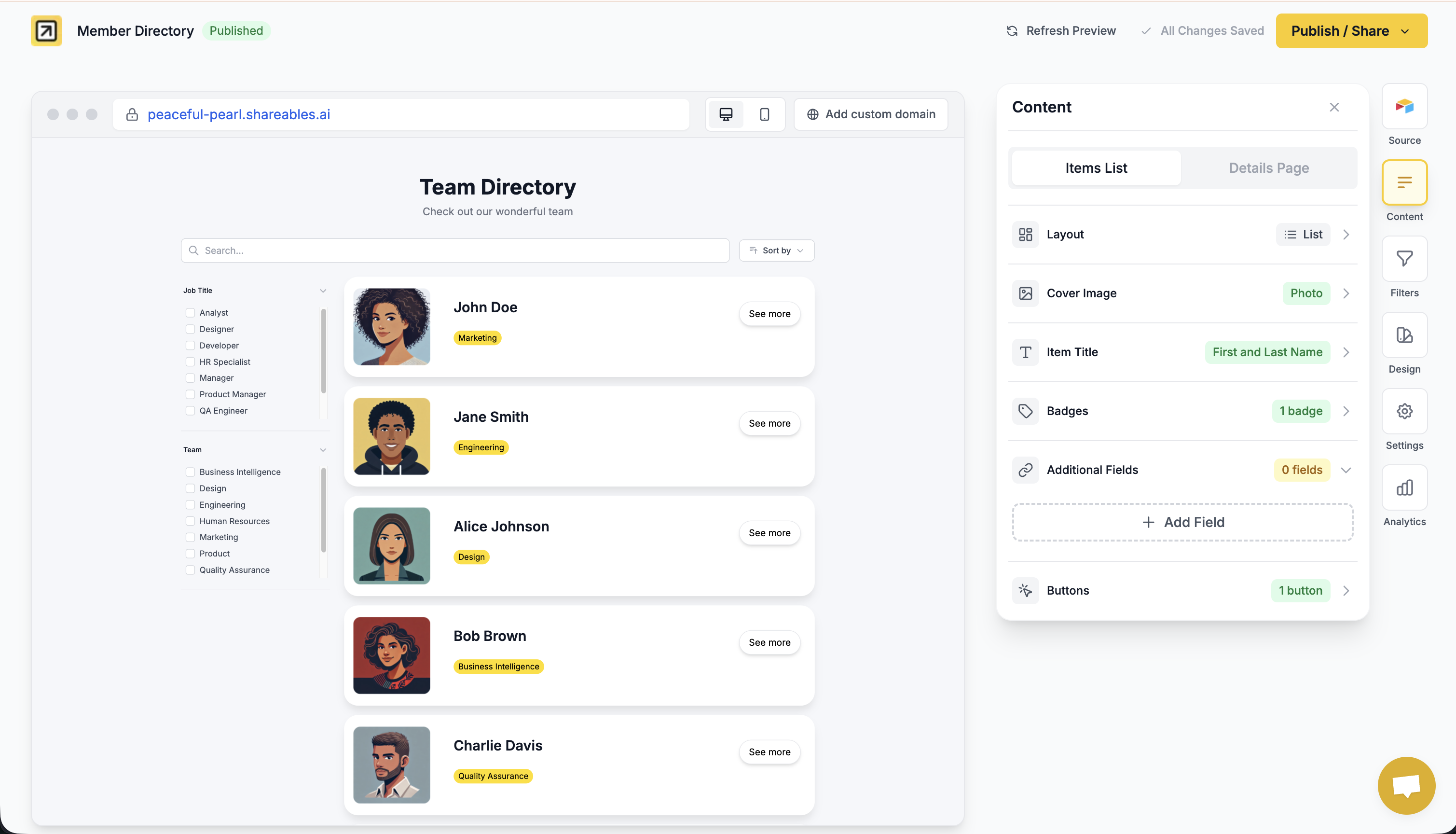 Turn Google Sheets into Website Widgets - Screenshot 2 showing product features and functionality