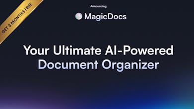 Logotipo do MagicDocs: Experimente o manuseio simplificado de dados com o MagicDocs, uma solução de gerenciamento de documentos impulsionada pela inteligência artificial.