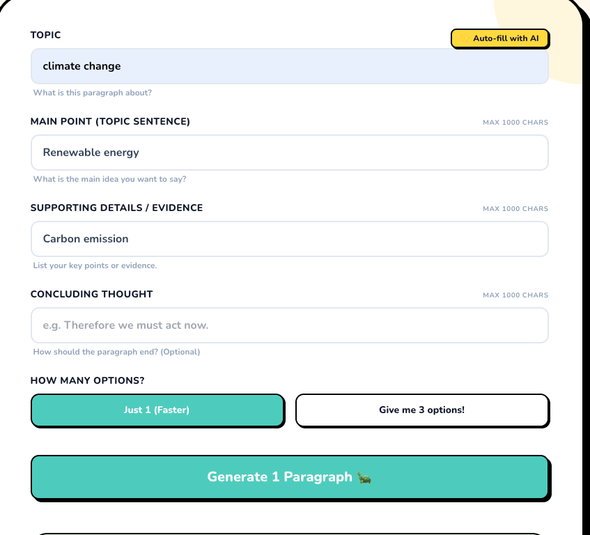 Ai paragraph generator  - Main product screenshot demonstrating key features and user interface