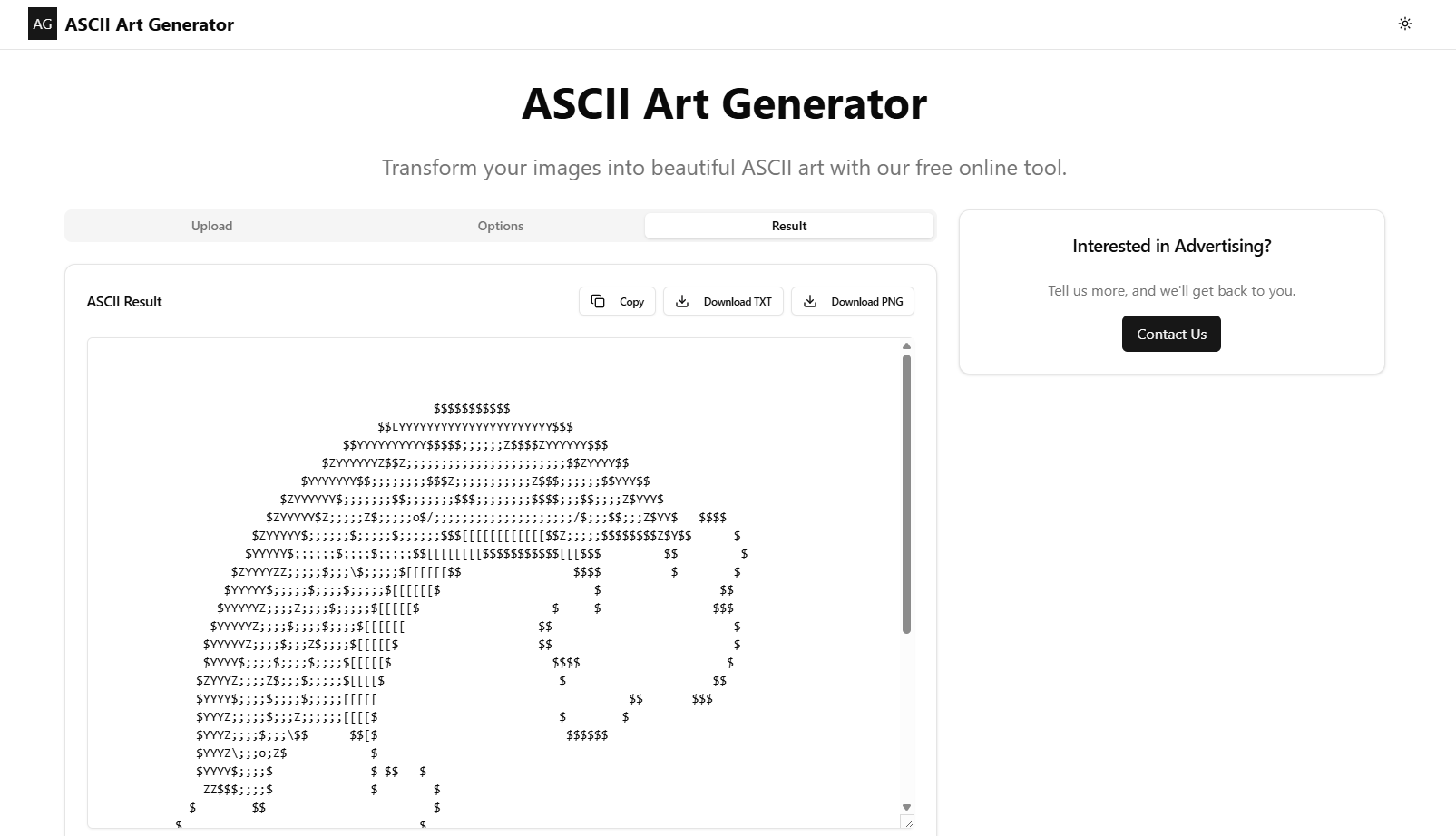 وسائط ASCII ART GELERATAR - قم بتحويل صورك إلى فن ASCII الجميل باستخدام أداتك 2