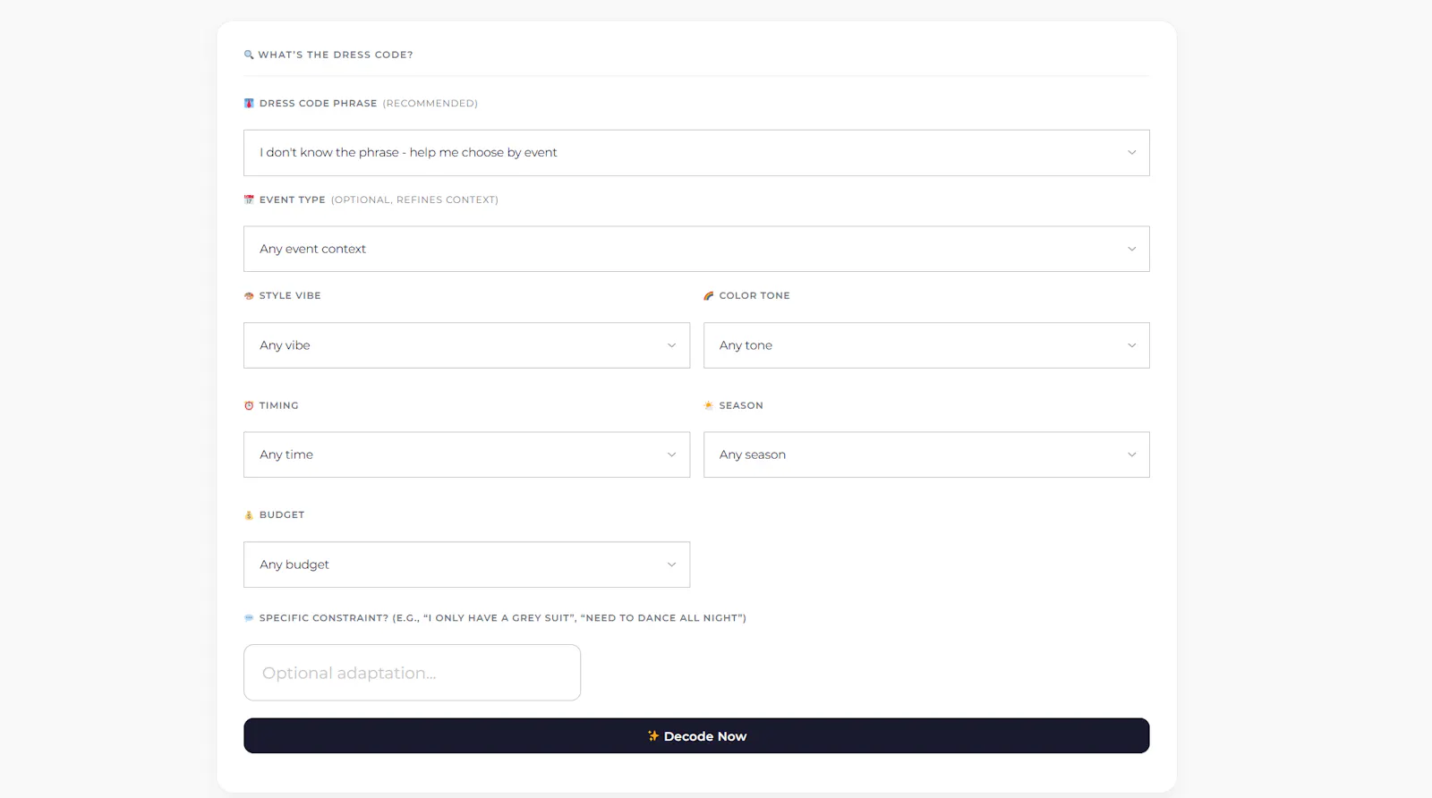 Dress Code Decoder screenshot 1