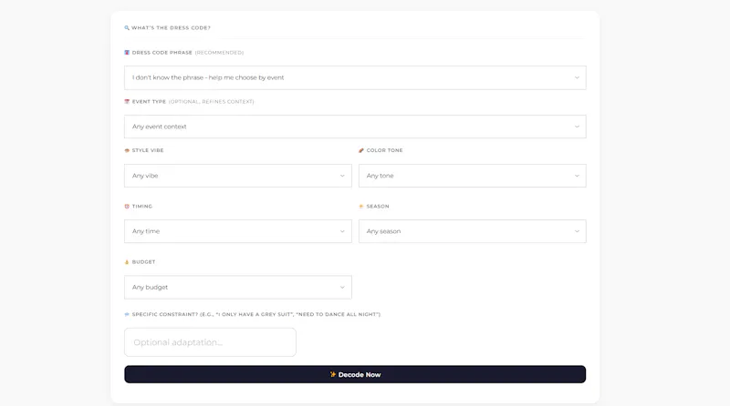 Dress Code Decoder screenshot 1