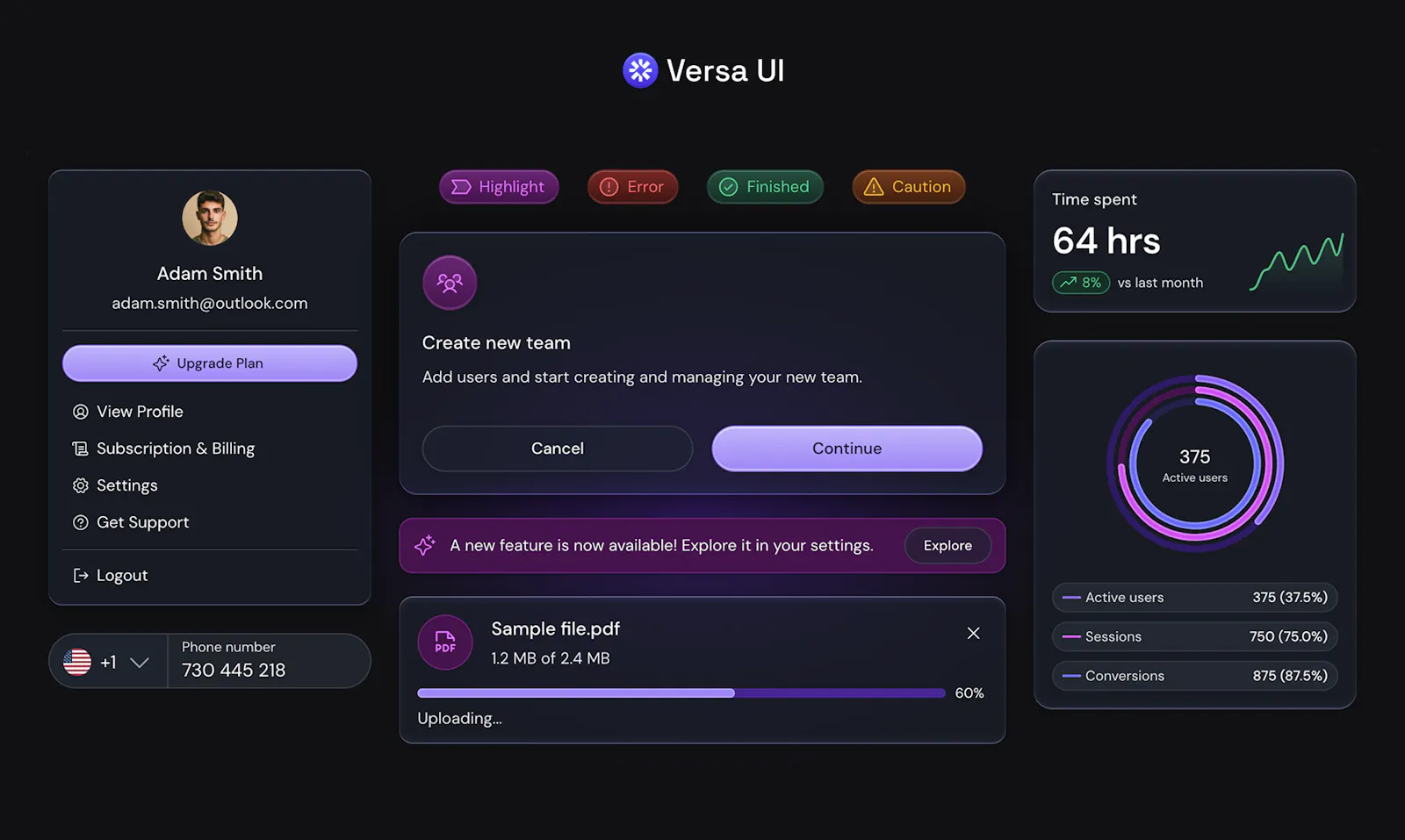 Versa UI React screenshot 2