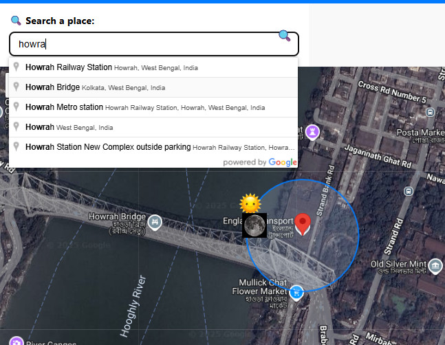 Sun and Moon projection on gmap media 2