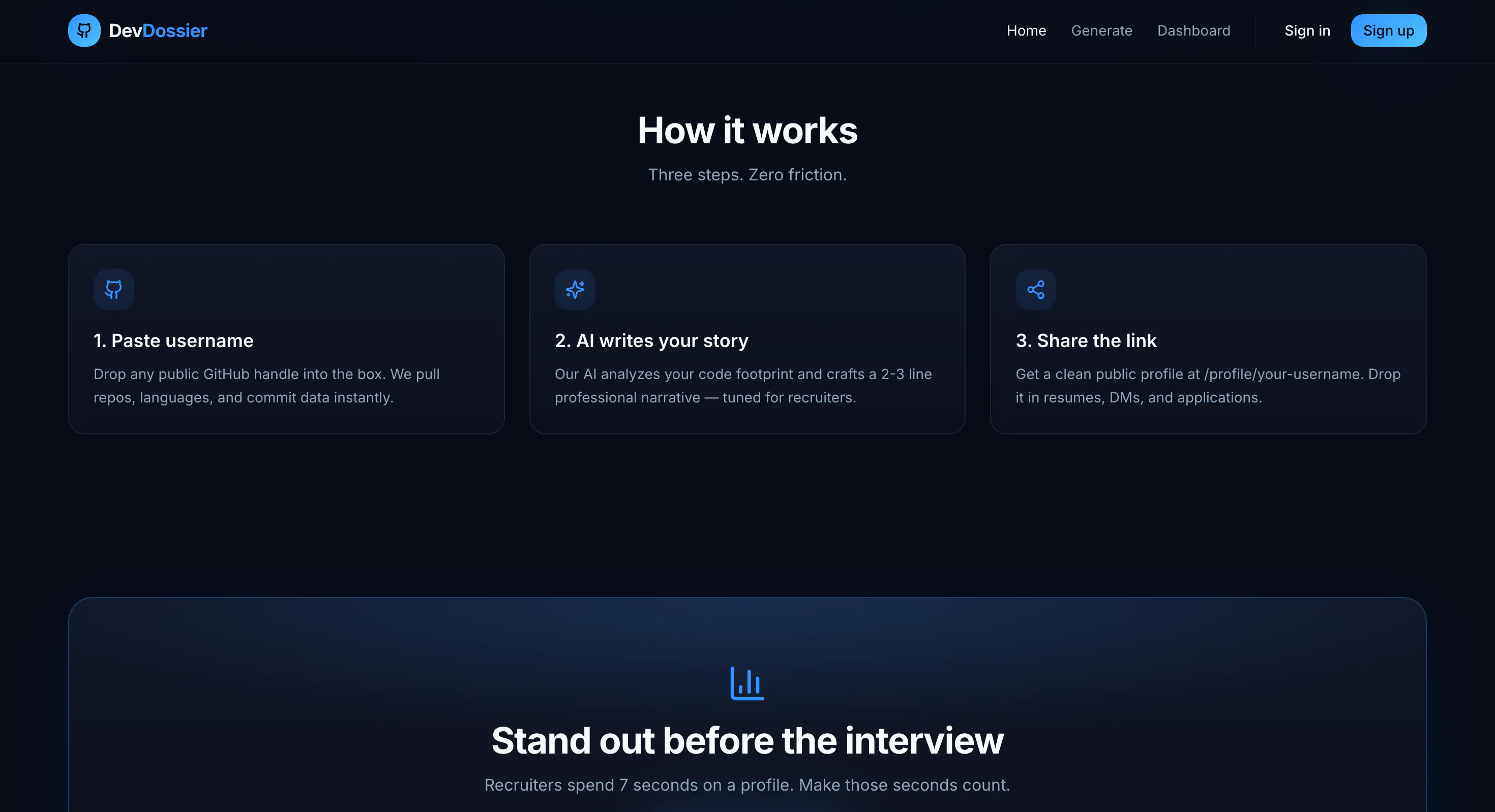 DevDossier - Your GitHub story gallery image