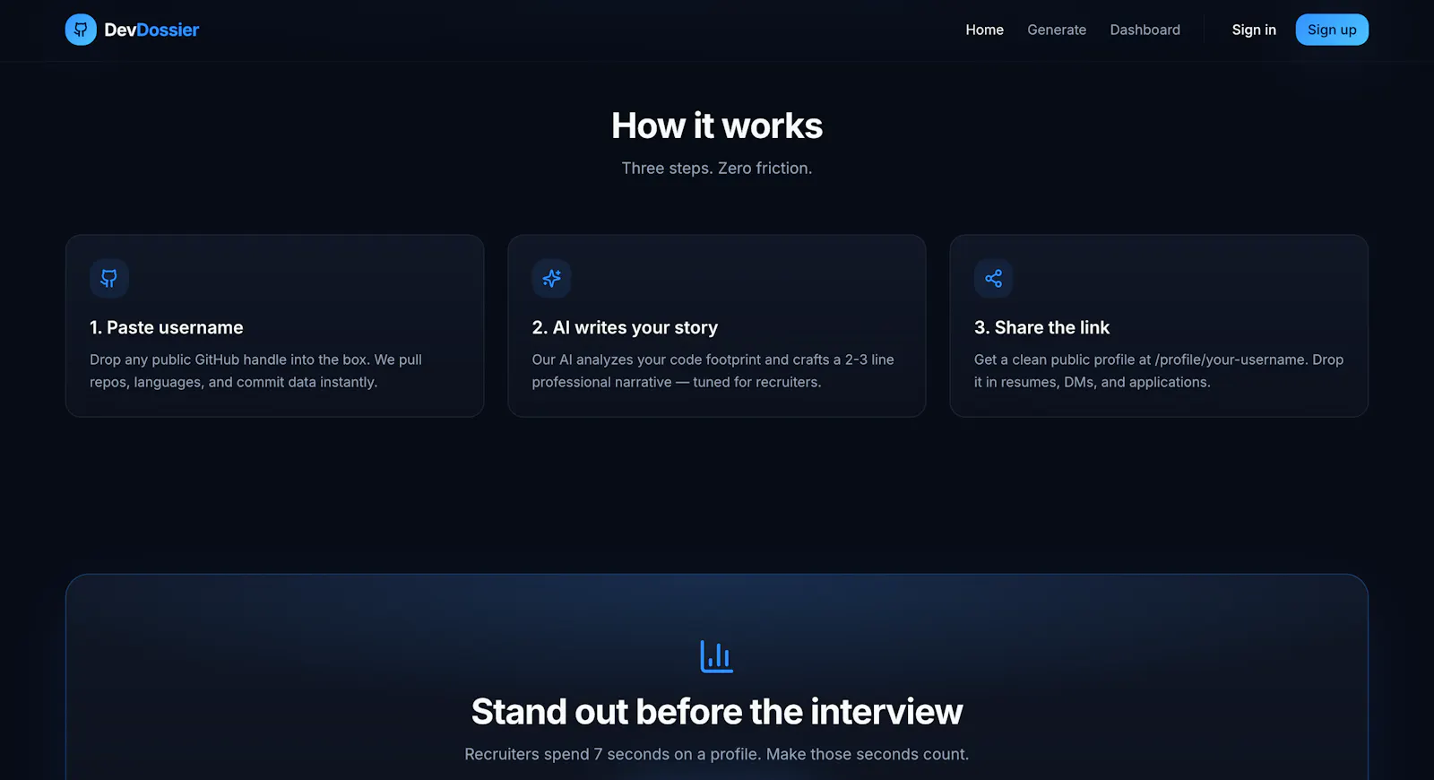 DevDossier - Your GitHub story screenshot 2