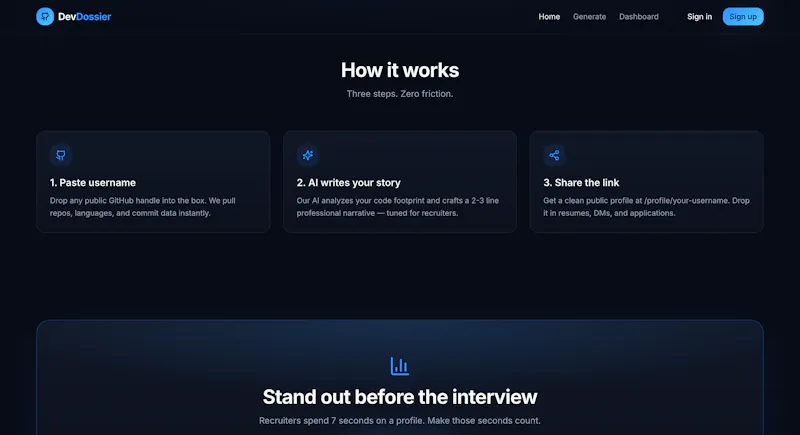 DevDossier - Your GitHub story screenshot 2