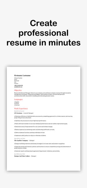 Powerful professional resume creator on iOS gallery image
