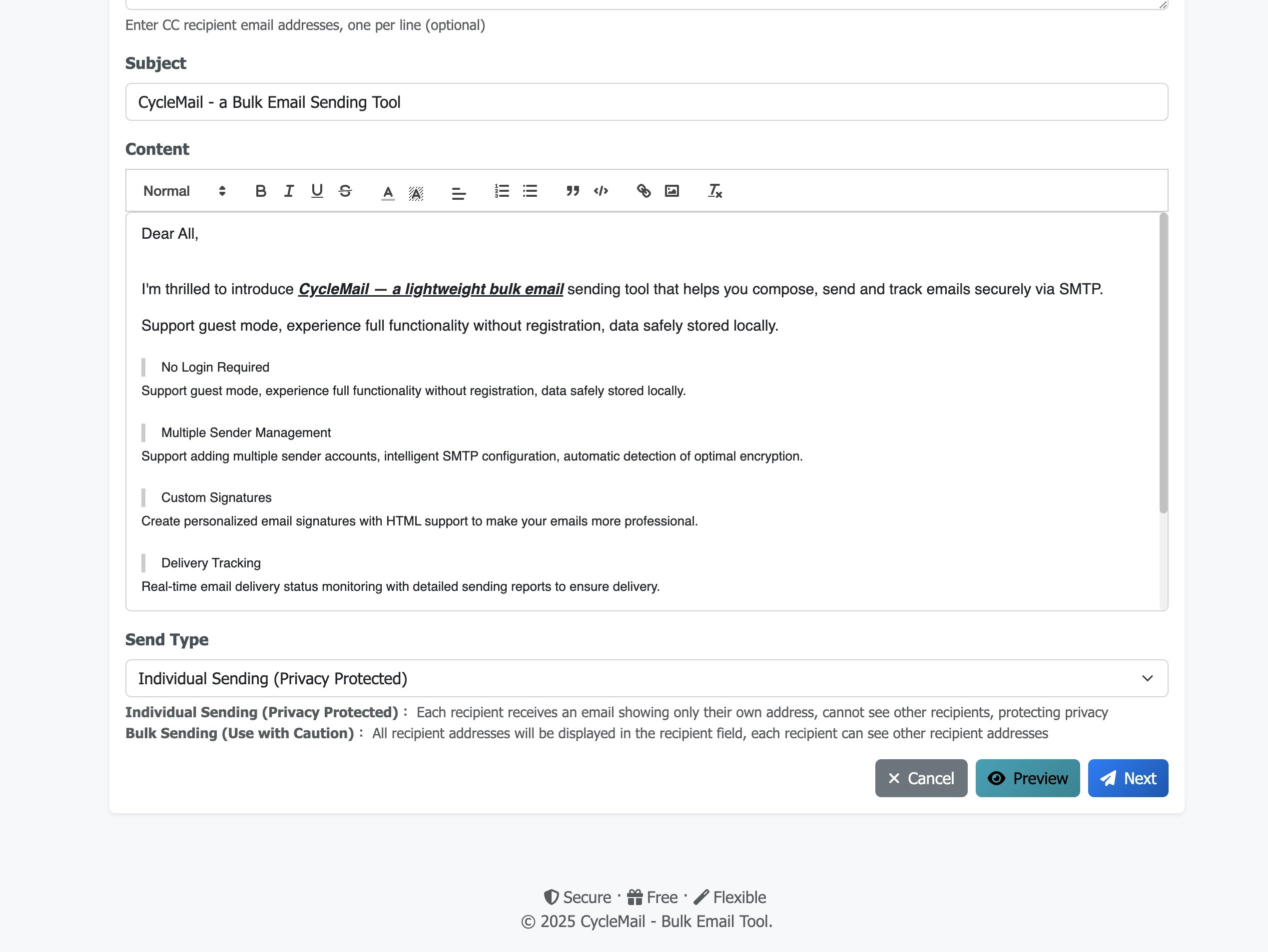 Média Cyclemail - Outil d'envoi d'e-mails en vrac 4