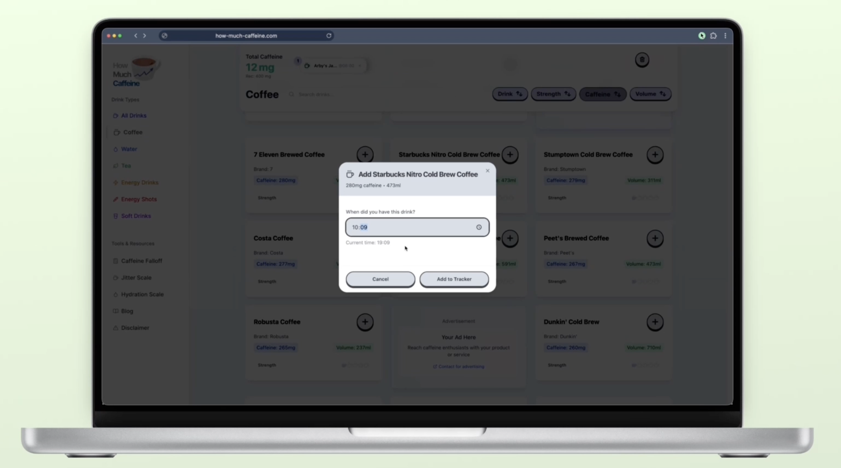 Online caffeine consumption tracker gallery image