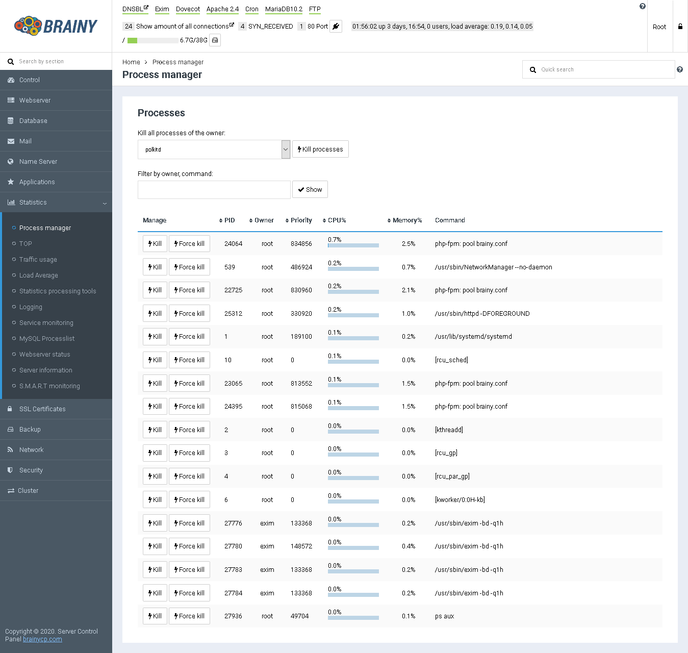 Media Brainycp - Panel Kawalan Hosting Pelayan Pelayan pelbagai fungsi untuk Linux 11