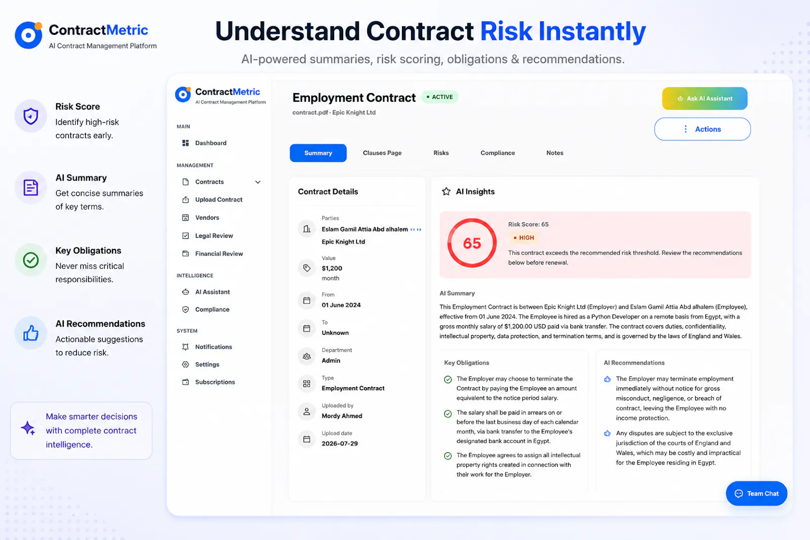 ContractMetric screenshot 2