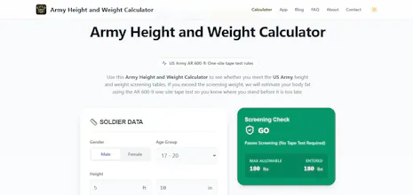 Army Height and Weight Calculator gallery image