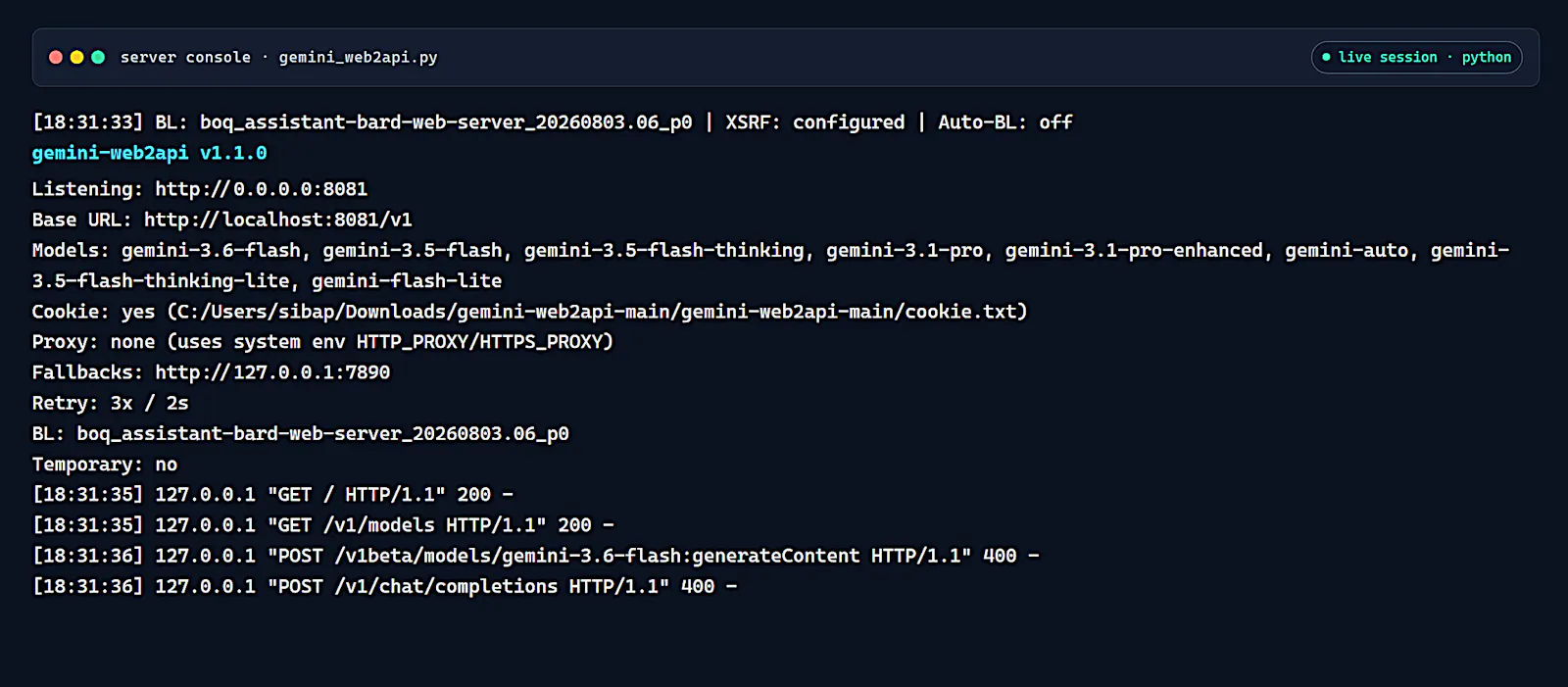 Gemini Web2API screenshot 7