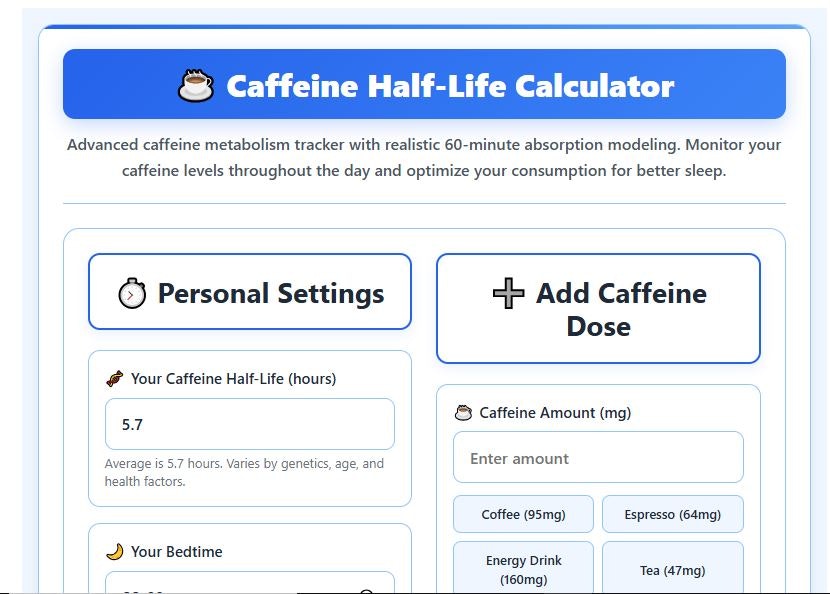 Caffeine Half-Life Calculator gallery image