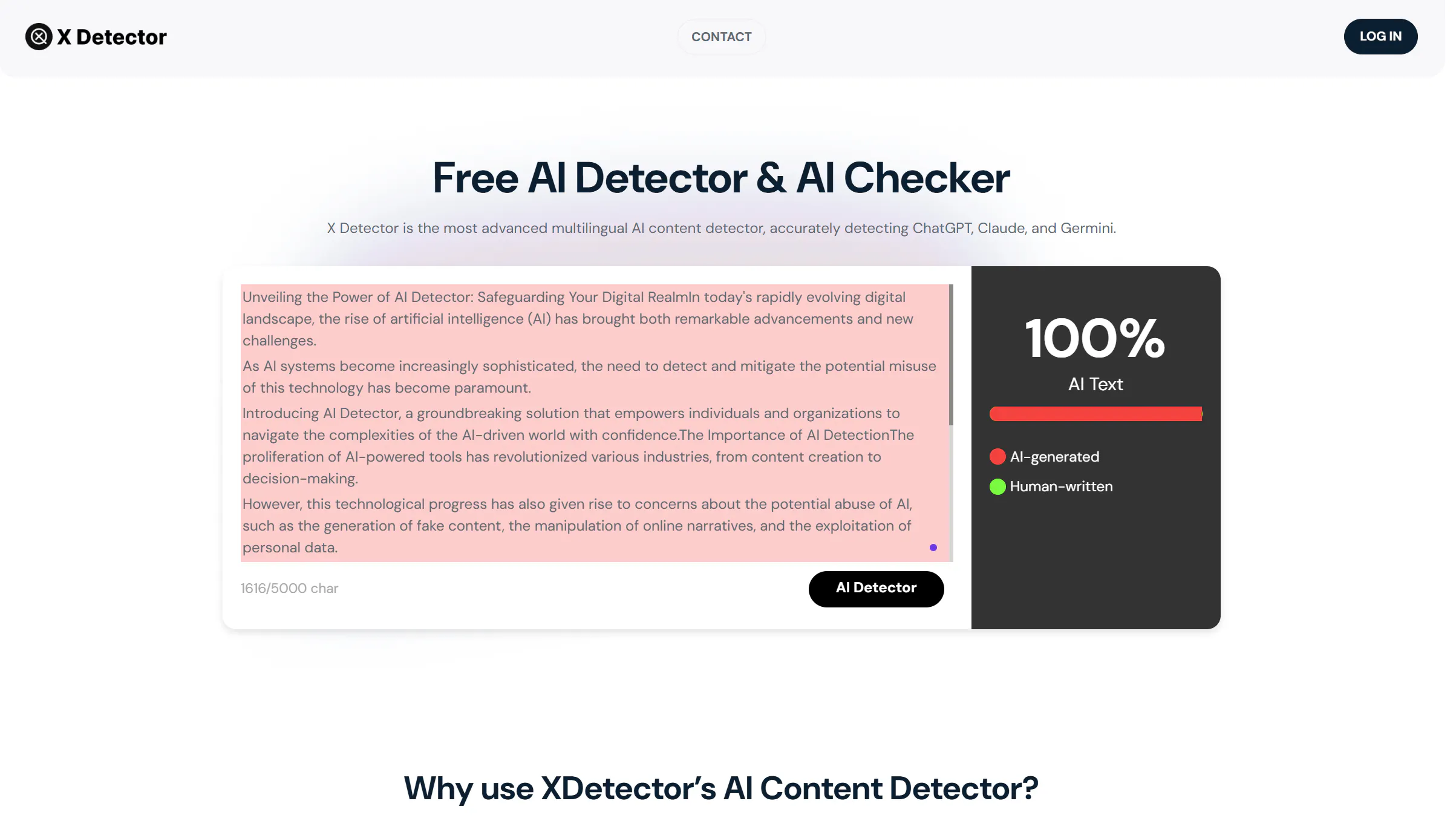 X Detector | AI Content Detector: Free AI Detector & AI Checker for ...