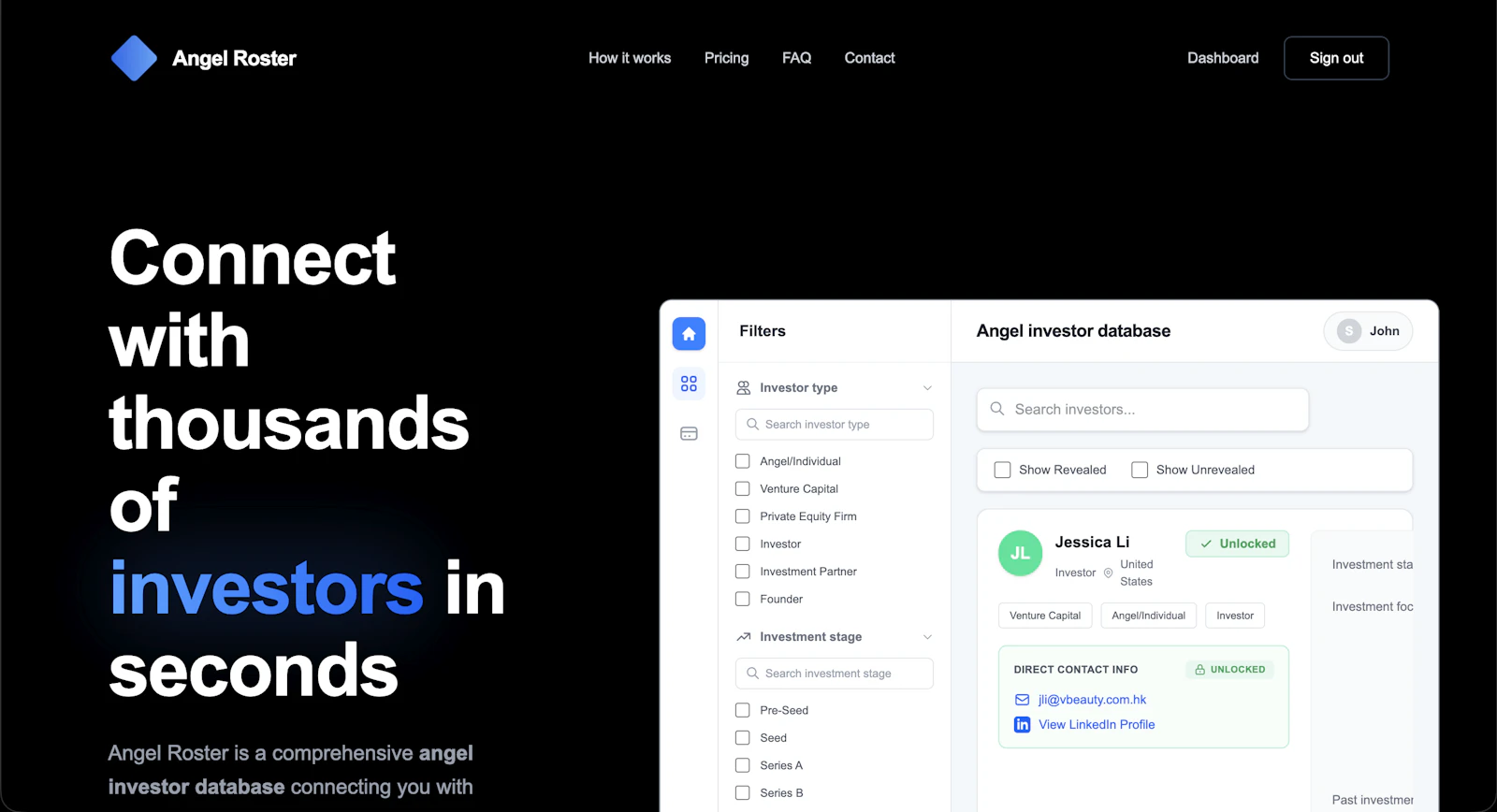 Angel Investor Database screenshot 1