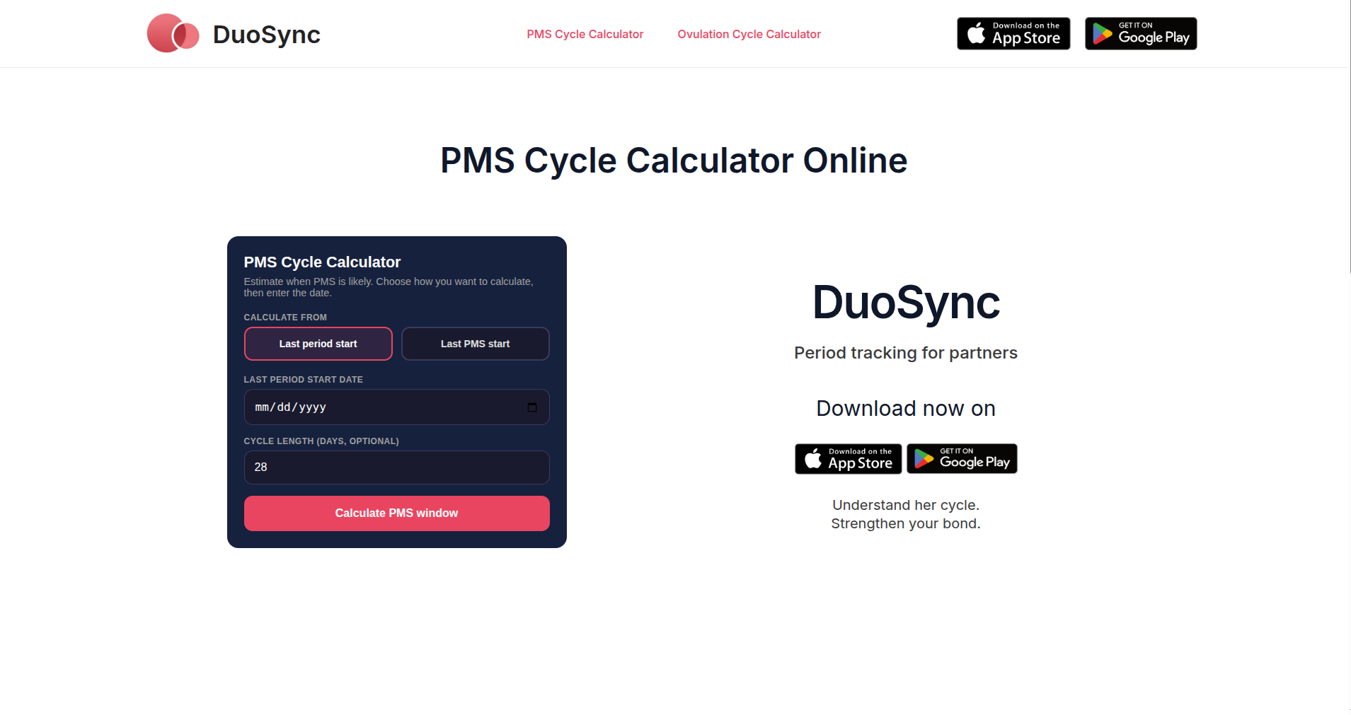 DuoSync Online PMS Calculator gallery image
