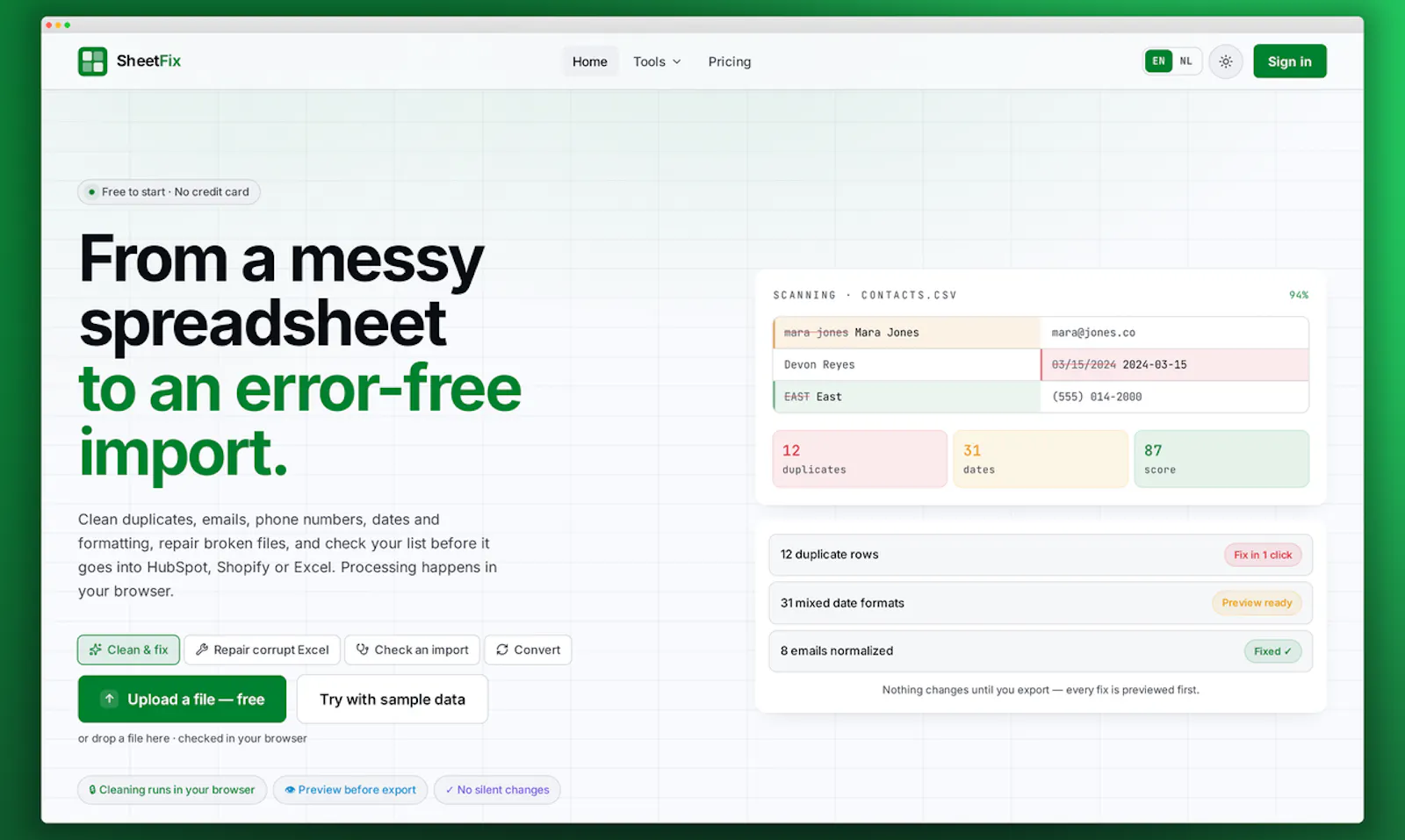 SheetFix screenshot 1