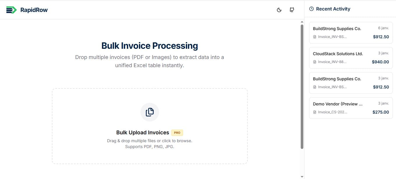 RapidRow - Main product screenshot demonstrating key features and user interface
