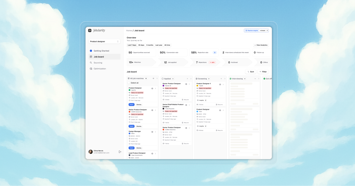 Jobclarity - Main product screenshot demonstrating key features and user interface