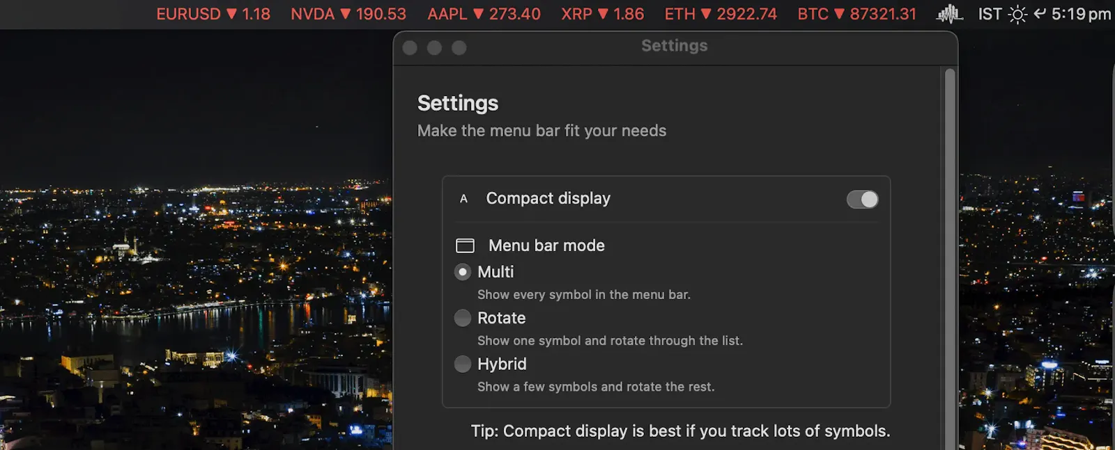 MarketPulseBar: Stocks, Crypto, Mac App screenshot 5