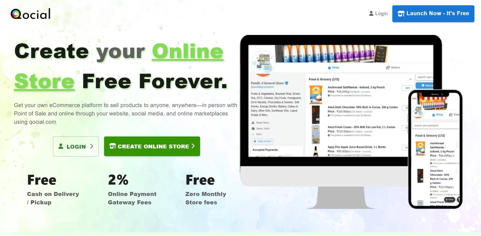 Qocial SAAS Shop builder (Free Forever)