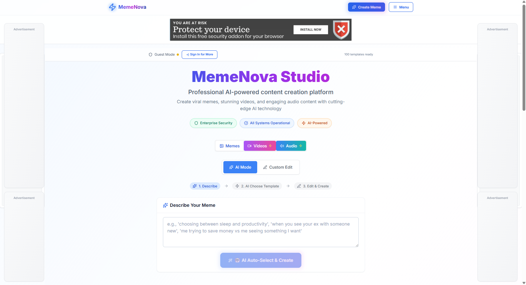 Mídia 1 de Memenova - A maneira mais simples de criar memes úmidos com a IA.