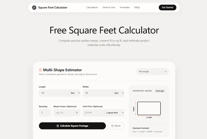 Square Feet Calculator screenshot 1