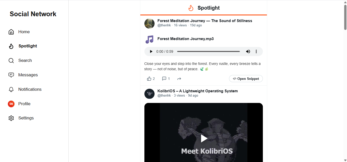 Social Network - Screenshot 3 showing product features and functionality