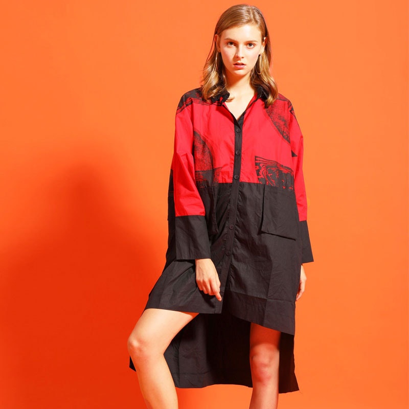 Plus Size Cotton High Low Hem Shirt