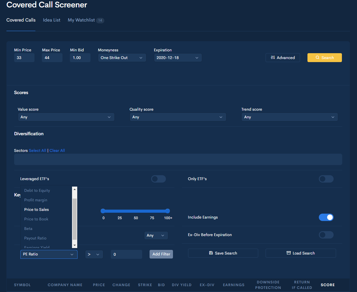 optionDash- Covered Call Option Screener gallery image