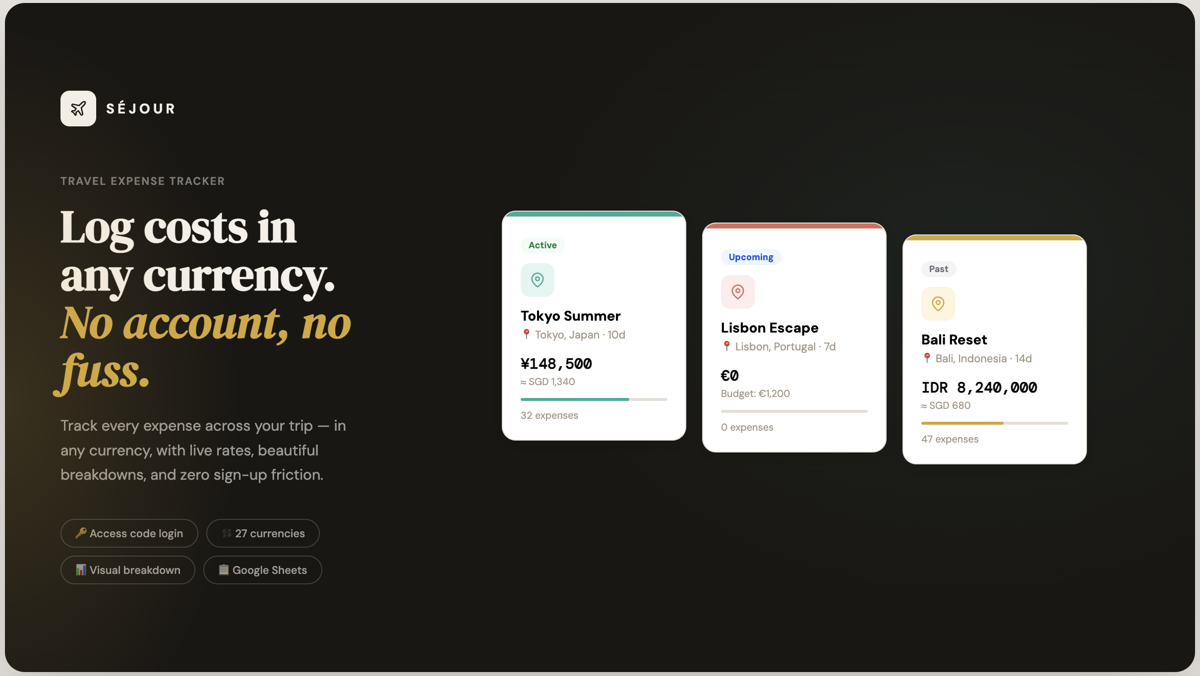 SÉJOUR — Travel Expense Tracker gallery image