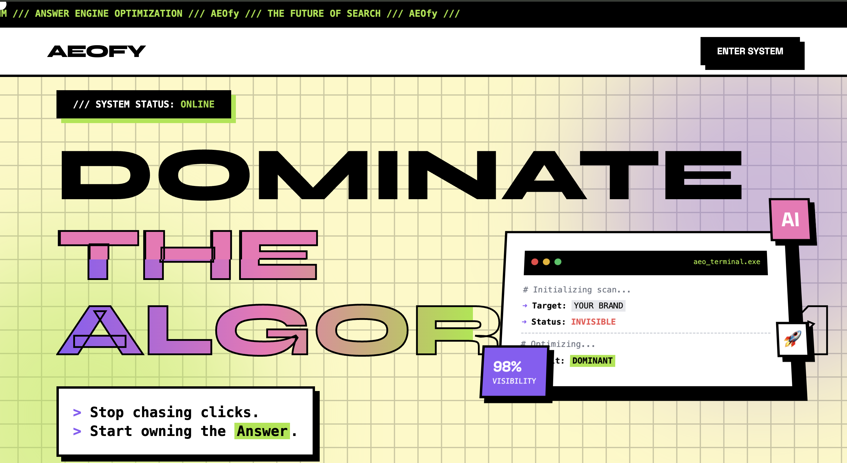AEOfy - Main product screenshot demonstrating key features and user interface