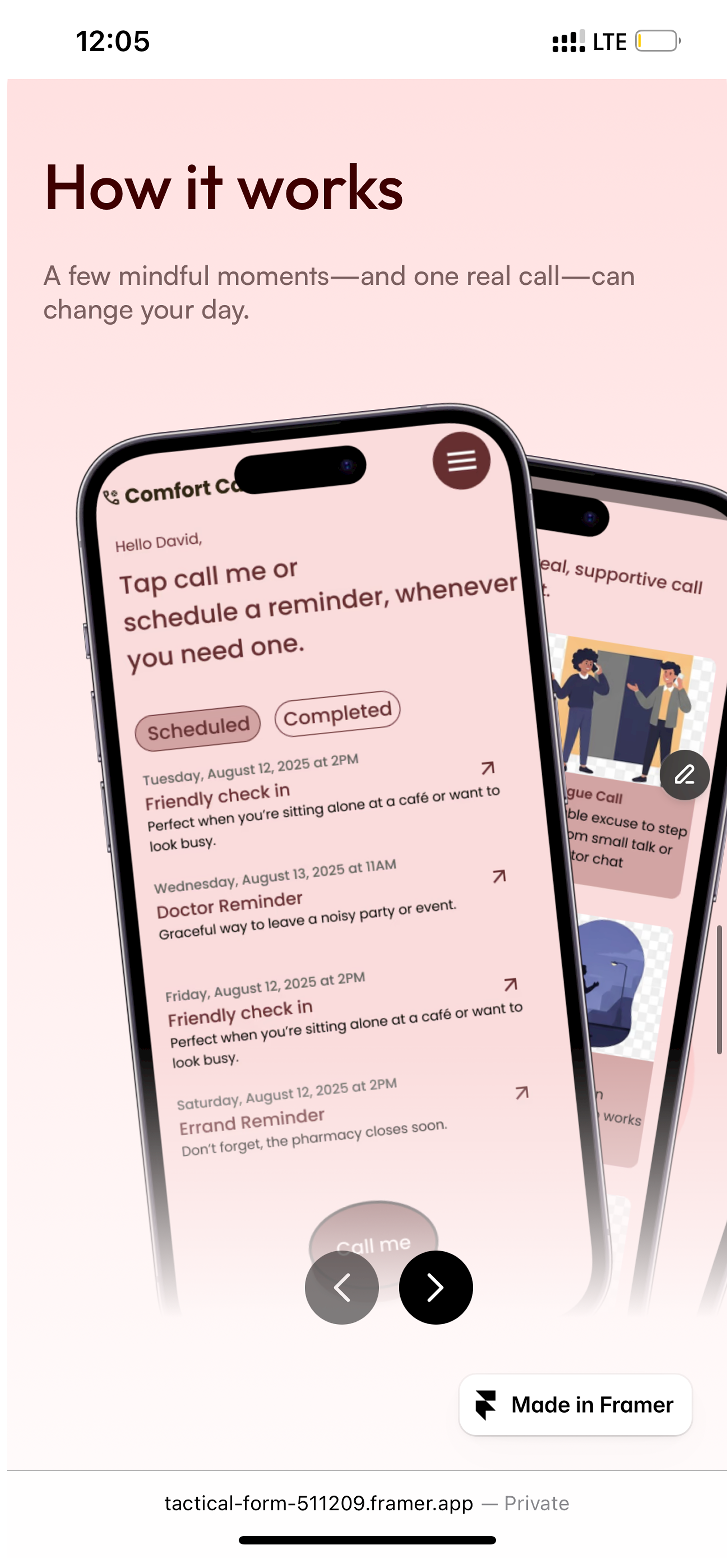 Mídia 3 de ComfortCall - Saia de momentos desajeitados - sem fingir.