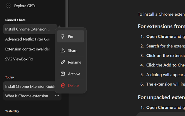 Pinflux - Pin chatgpt chats - Chrome Web Store media 2
