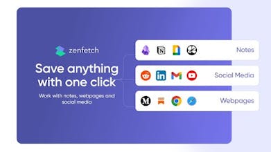 Zenfetch AI tool interface displaying saved articles, videos, and PDFs for seamless content management