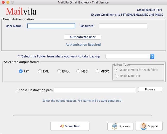 MAC 소프트웨어 용 MailVita Gmail 백업 - Gmail을 PST/MSG/EML/Mbox로 옮기는 간단한 유틸리티 미디어 2