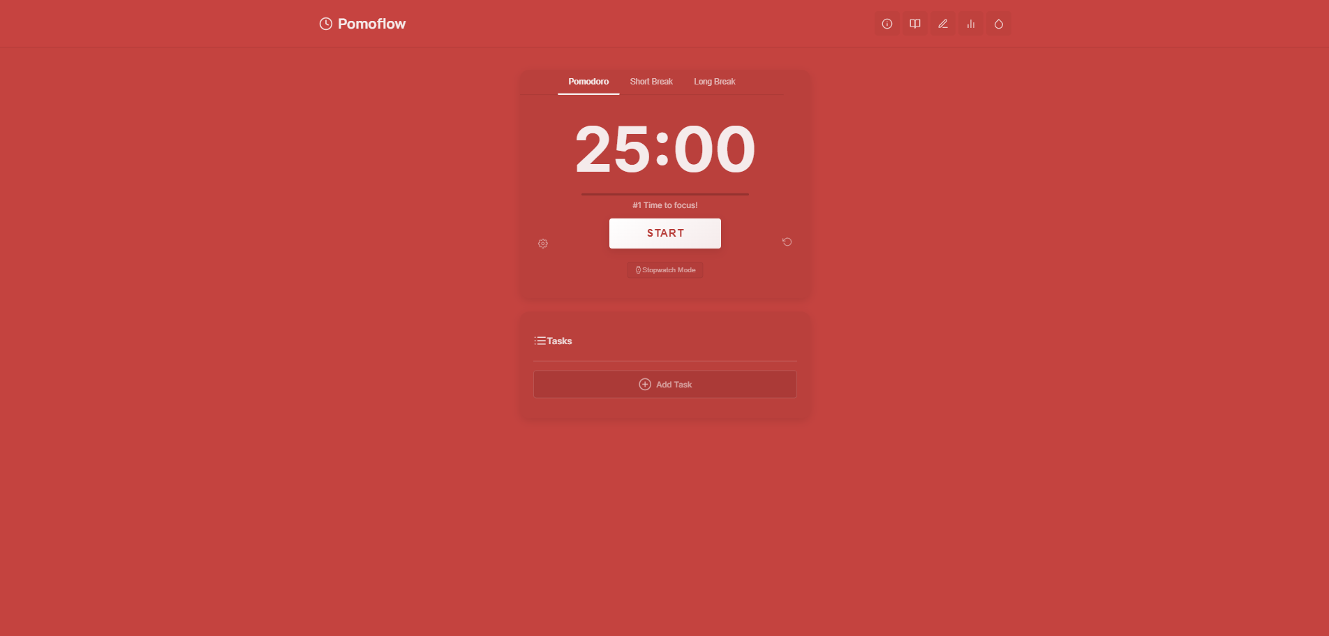 Pomoflow - Main screenshot showing features and interface