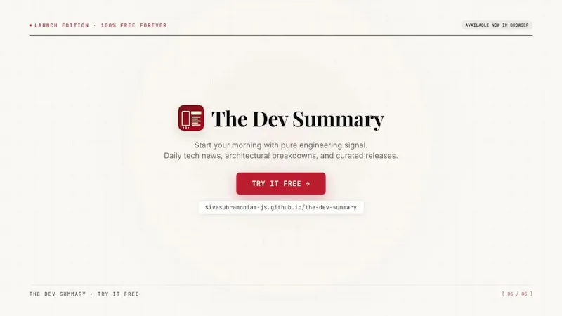 The Dev Summary screenshot 1 (video preview)