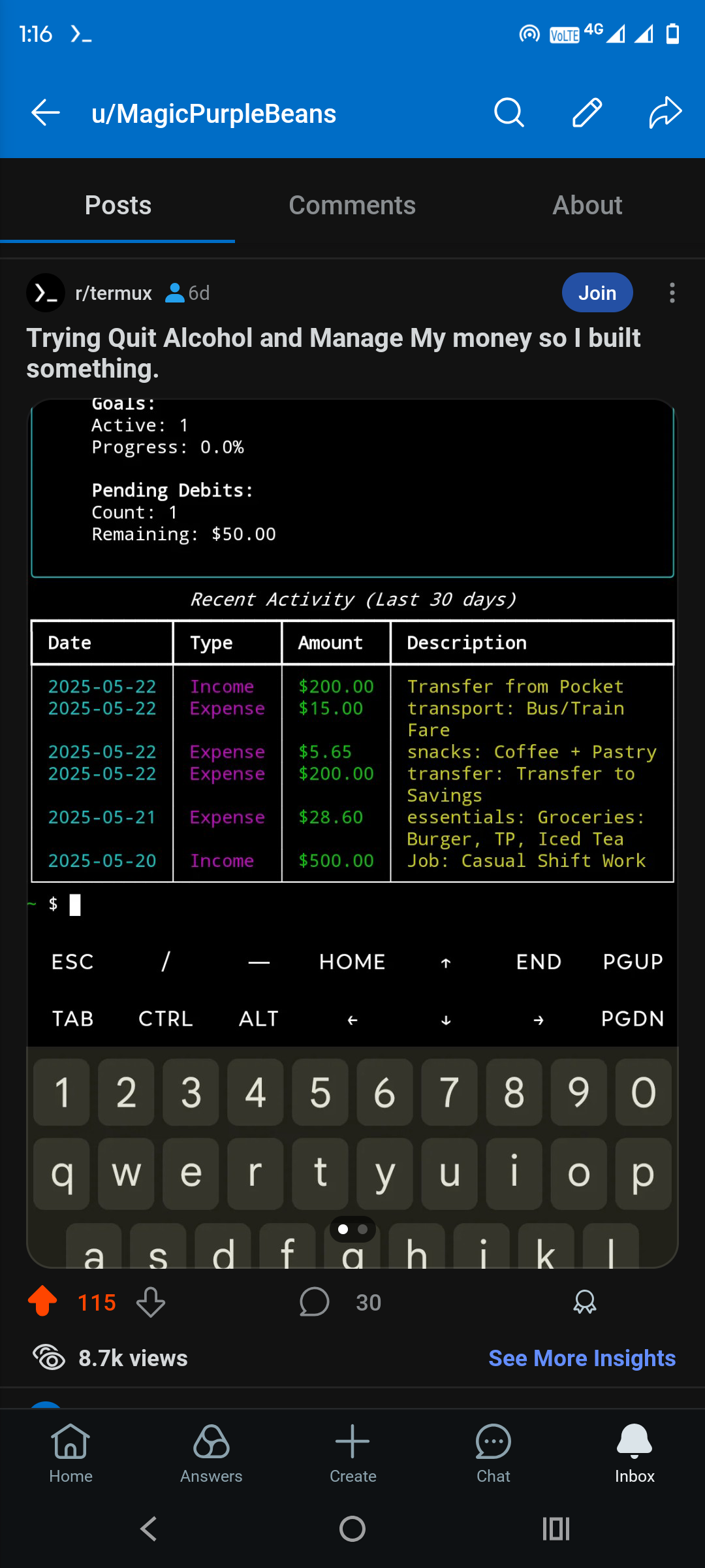 Vaultplan - การอยู่รอดของ CLI Finical - การติดตามอย่างละเอียดสไตล์ CLI media 5
