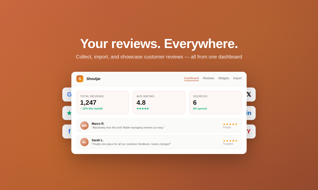 Shoutjar - Main product screenshot demonstrating key features and user interface